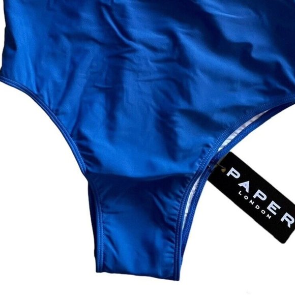 Paper London Cori One Piece Swimsuit Large NWT White Blue Size L - Picture 8 of 9